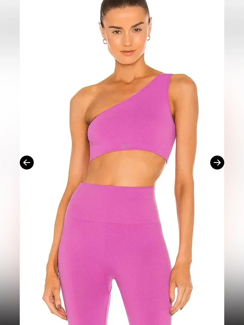 Set Active x Revolve One Shoulder Ribbed Matching Set Fuschia